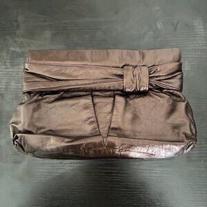 Kooba "Andie" metallic brown leather clutch